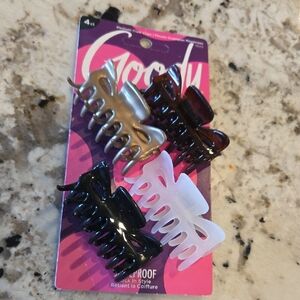 Set of 4 Hair Claw Clips - Black, White, Brown, Pewter